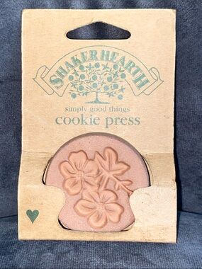 Vintage Shaker Hearth Terracotta Cookie Press Stamp Flower Floral Design 1996